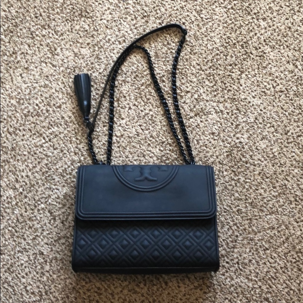Tory Burch Matt Black Fleming bag